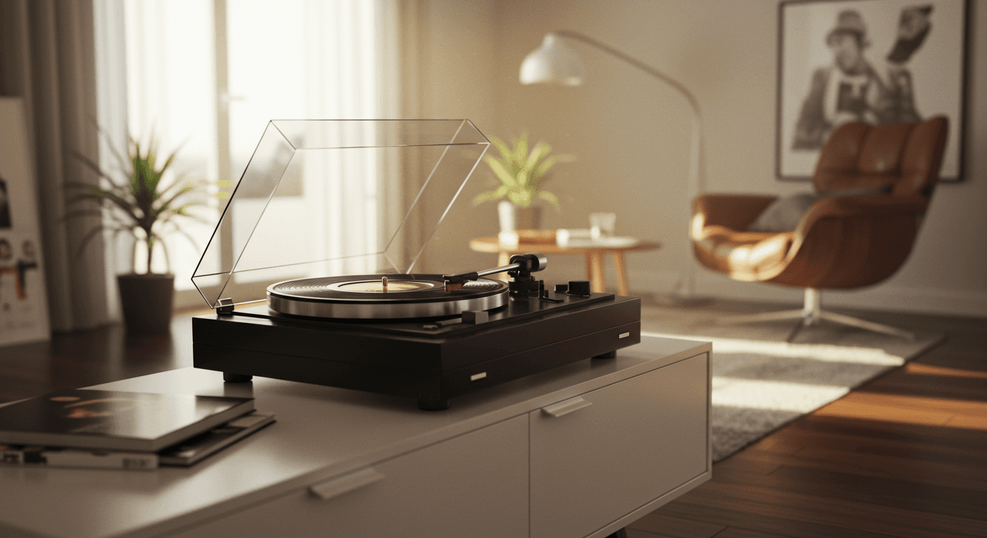 Platine sur un meuble TV dans le salon