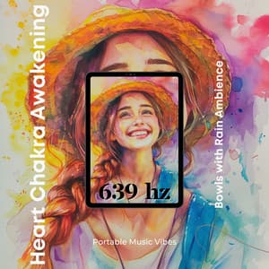 Heart Chakra Awakening: 639 Hz Bowls with Rain Ambience - Portable Music Vibes