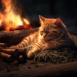 Escapes Encantados: Música Relajante De Fuego Para Gatos Relajados - Música de trabajo con ritmos binaurales