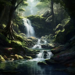 Calmante Oasis De Cascada Para Yoga: Pacífica Corriente En Armonía - Naturaleza del Himalaya