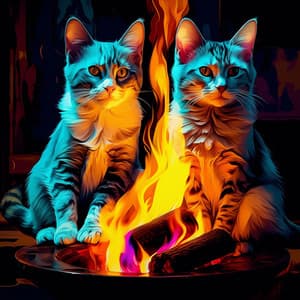 Furnace Fugue: Music in the Furnace with Cats - Celestial Flames Fire Sounds