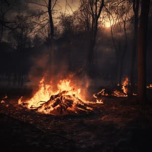 Nature's Fire Dance: Crackling Wilderness Sounds - cloudy night