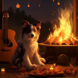 Melodic Paws: Music Fire Bonfire for Pets - Nature Radiance
