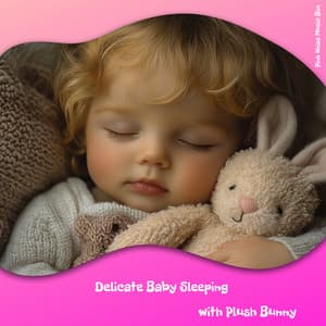 Delicate Baby Sleeping with Plush Bunny - Pink Noise Music Box