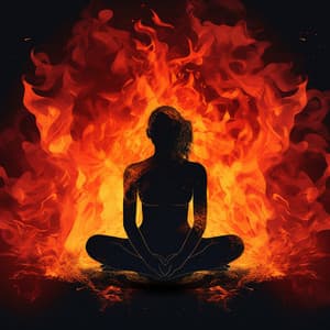 Zen Yoga by the Fire: Nature's Fiery Dance - Night Crickets