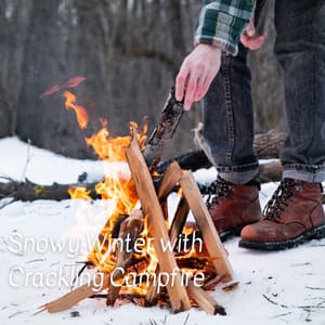 Snowy Winter with Crackling Campfire - Fireplace Sounds