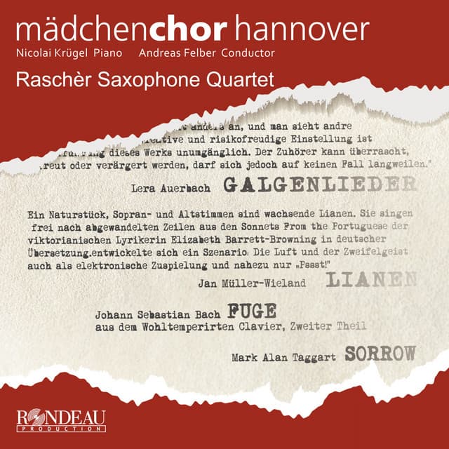 Lera Auerbach: Galgenlieder - Jan Müller-Wieland: Lianen - Mark Alan Taggart: Sorrow - Lera Auerbach