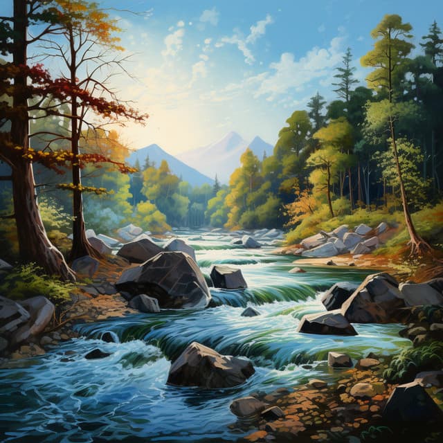 Misty Morning Rapids: Nature's Elegance - Nature Therapy