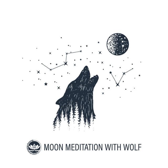Moon Meditation with Wolf: Pure Moonlight, Seeking Peace, Soothing Music to Heal, Wolf Sounds - Healing Meditation Zone