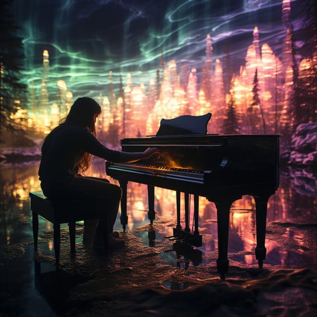 Aurora Ártica: Ecos De Piano Bajo La Aurora Boreal - Fondo de jazz de piano con clase