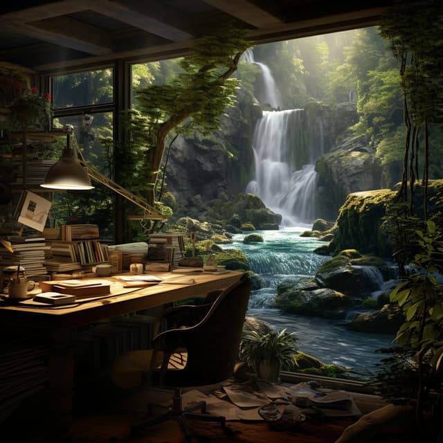 Waterfall Study: Serene Water Echoes - Música Instrumental Maestro