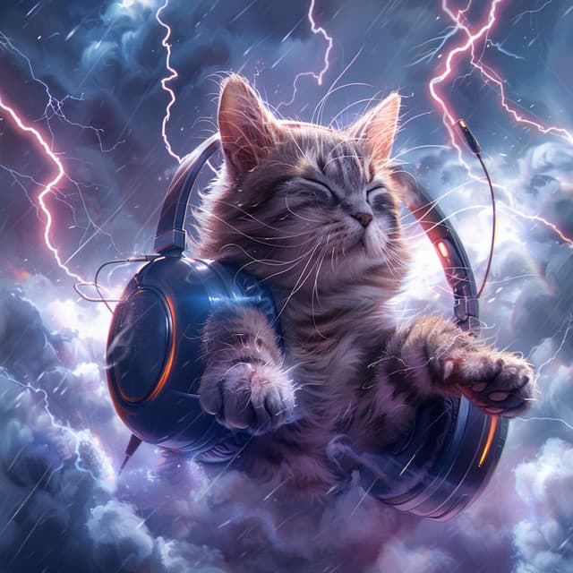 Binaural Purr: Thunder for Cats Melodic Echo - Sleepy Cat