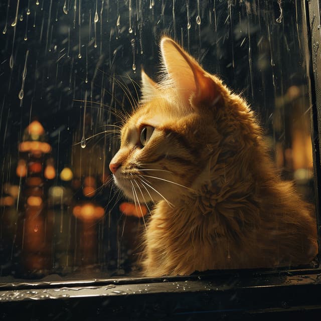 Refugio Felino Con El Piano Lluvioso En La Tranquilidad - Piano Jazz Tarde en la noche