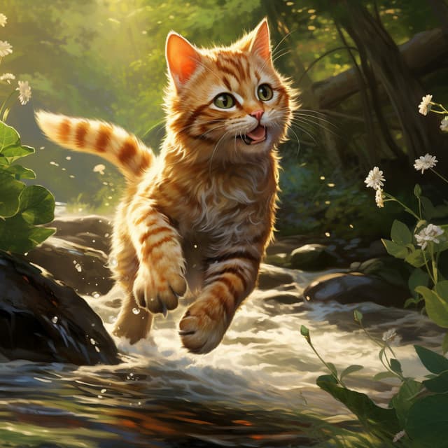 Soothing Cat Melodies: Raindrops Harmony - Foresty Ambient Noises