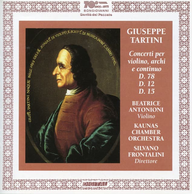 Tartini: Concerti per violin, archi e continuo D. 78, D. 12, D. 15 - Giuseppe Tartini